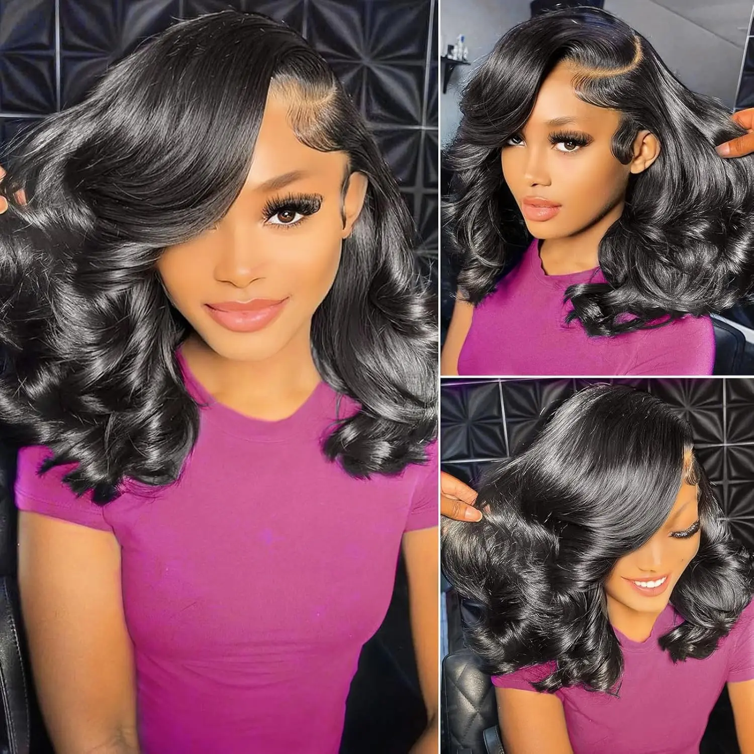 4/27 Body Wave 16 Inch Short Bob Wig HD Lace Frontal Human Hair Wigs Water Wave 13x4 Transparent Ginger Frontal Human Hair Wig