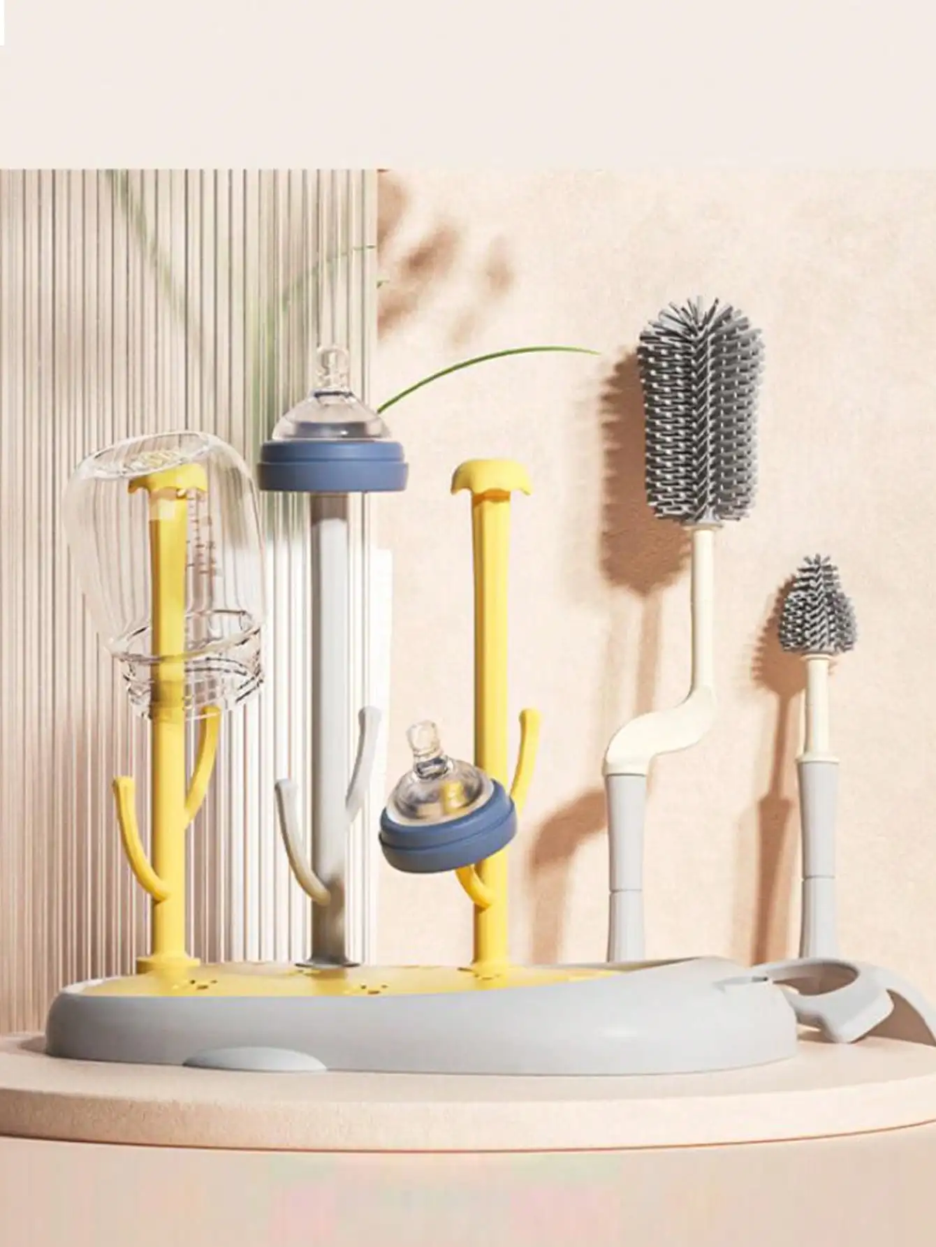 Baby Bottle HolderBaby Bottle Drying Rack Drainer Removable Brush Holder Shelf