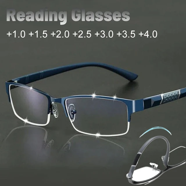 TR90 lunettes de lecture d'affaires hommes demi-monture Anti-rayonnement presbytie lunettes printemps jambe lunettes 0 + 1.0 + 1.5 + 2.0 + 2.5 + 3.0 + 3.5 1