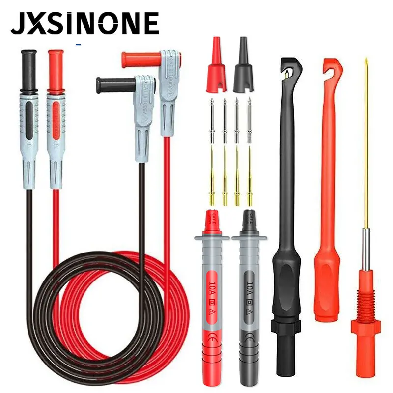 

JXSINONE P1033B Automotive Multimeter Test Leads Kit with Wire Piercing Puncture Probes 4mm Banana Plug Test Leads Test Probes