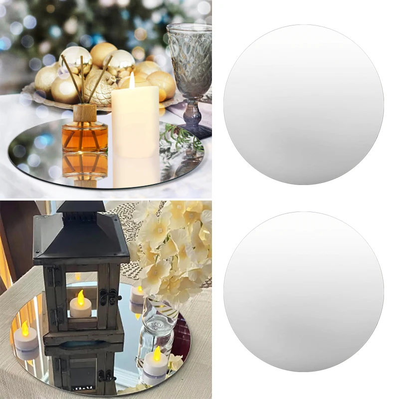 20pcs Round Mirror Candle Tray/plate For Wedding Event Decor Party