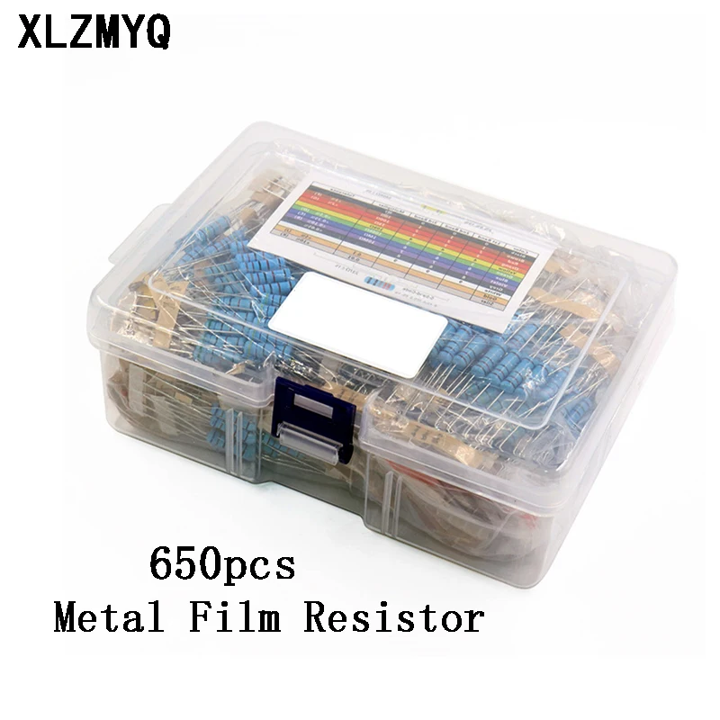 

650pcs 2W 1% Metal Film Resistor 100R 220R 1K 2.2K 4.7K 10K 22K 47K 100K 2K2 4K7 Resistors Assorted Kit 130Values x 5pcs