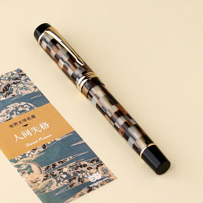MAJOHN 체커보드 만년필 BOCK 파인 펜촉, 0.5mm 화살표 클립, 셀룰로오스 우수한 패션, 사무실 필기 선물 펜, M600, 신제품