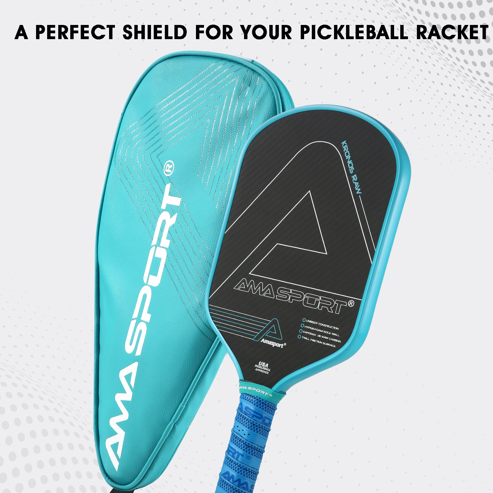 Durable Pickleball Paddle Cover Paddle Protector PU Leather Paddle Cover Zipper Tiffany Blue Pickleball Cover Gifts