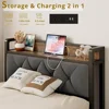 Twin XL Size Bed Frame, Storage Headboard with Outlets, Sturdy and Stable, Easy To Install, No Noise, Bed Frame 3