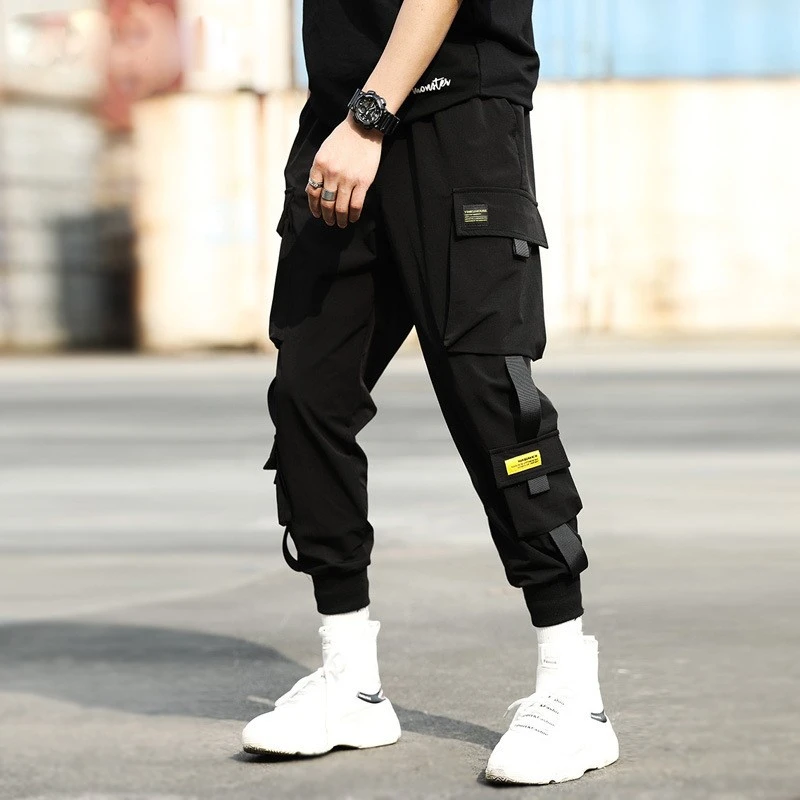 Streetwear Hip Hop Harem Pants Men Elastic Waist Pants with Ribbons Casual Slim Jogger Pants Men Hip Hop Trousers| | - AliExpress