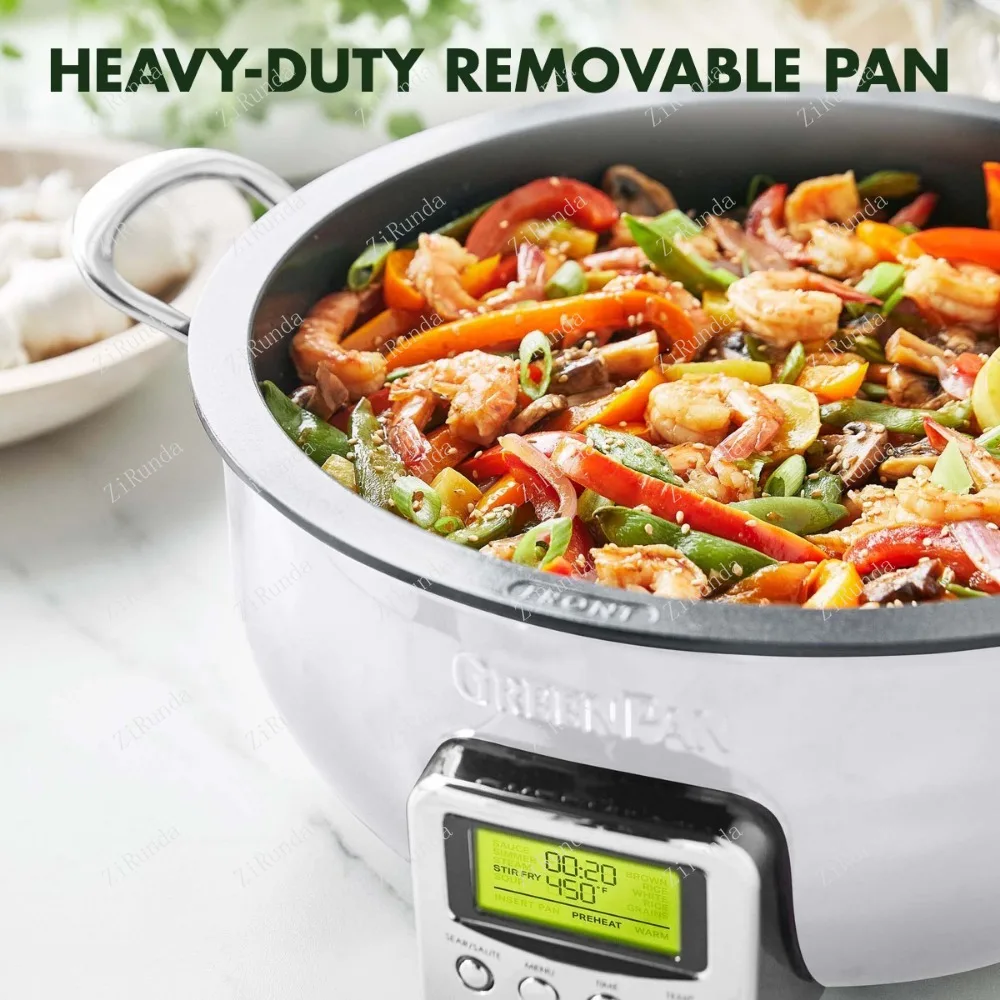 Intelligent electric frying pan, ceramic non stick pan, easy-to-use LED display screen 4