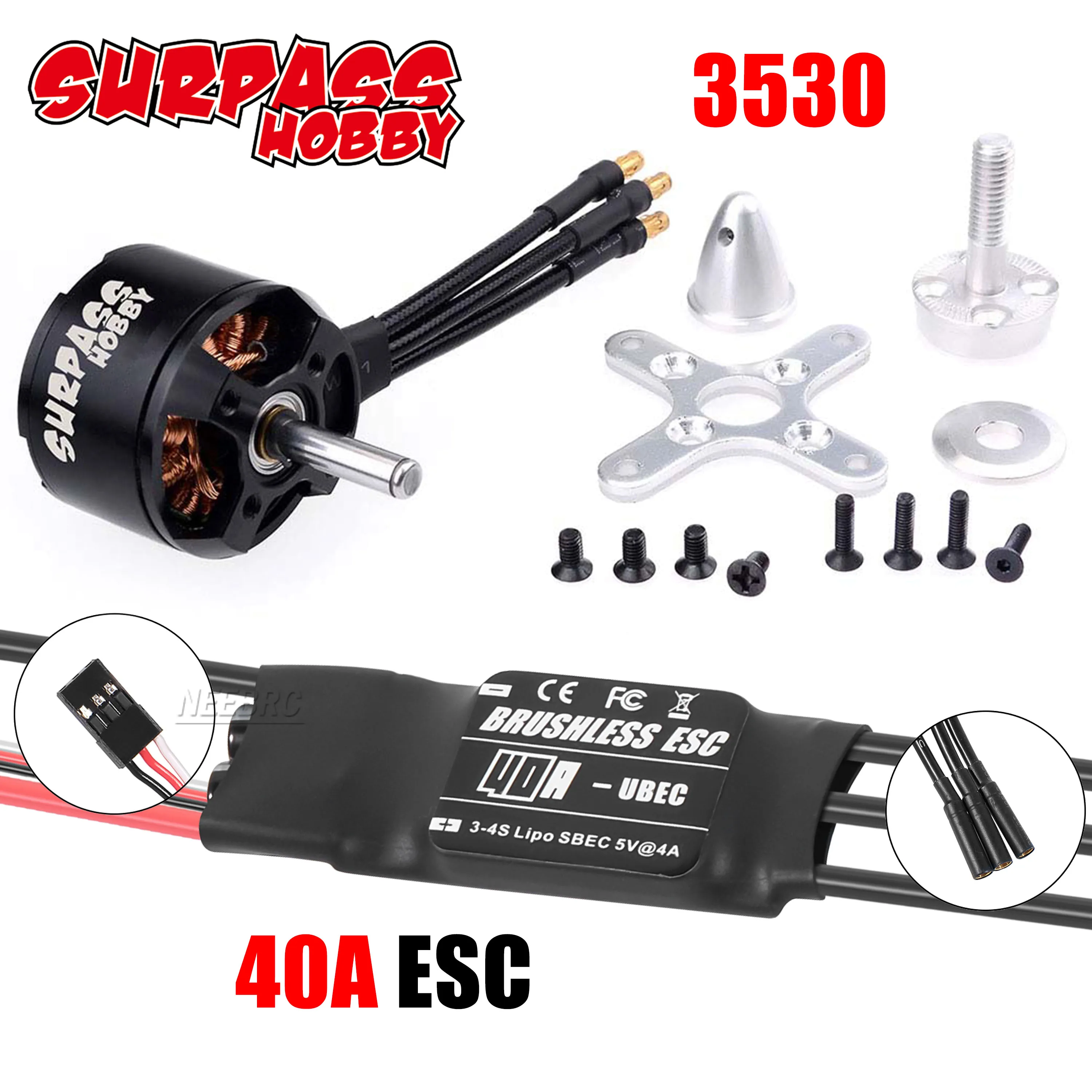 SURPASS HOBBY C3530 3530 Motor sin escobillas 40A ESC Combo 1100KV ...