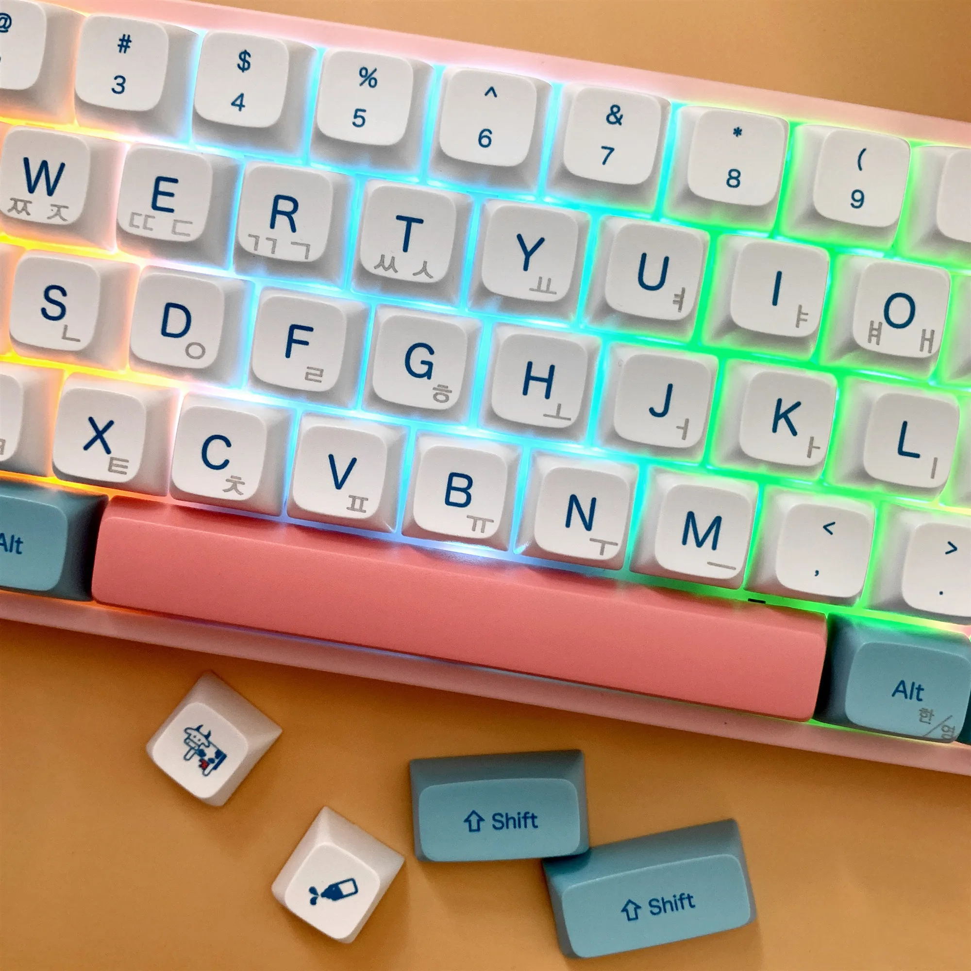 PBT Keycap เกาหลี Keycaps คีย์บอร์ดหมวก1ชุดนมฝาครอบ DYE SUB XDA โปรไฟล์