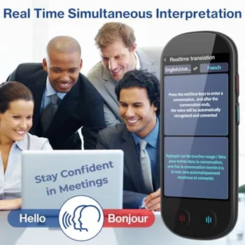 Real-Time Two-Way Voice Translator Device for Travel, Business Study, ABS Plastic, Black, 149 Languages Support with Voice and 4