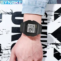 SYNOKE-Montre numérique étanche multifonctionnelle pour garçons, montre électronique pour étudiants, sports de plein air, montre carrée rétro 3