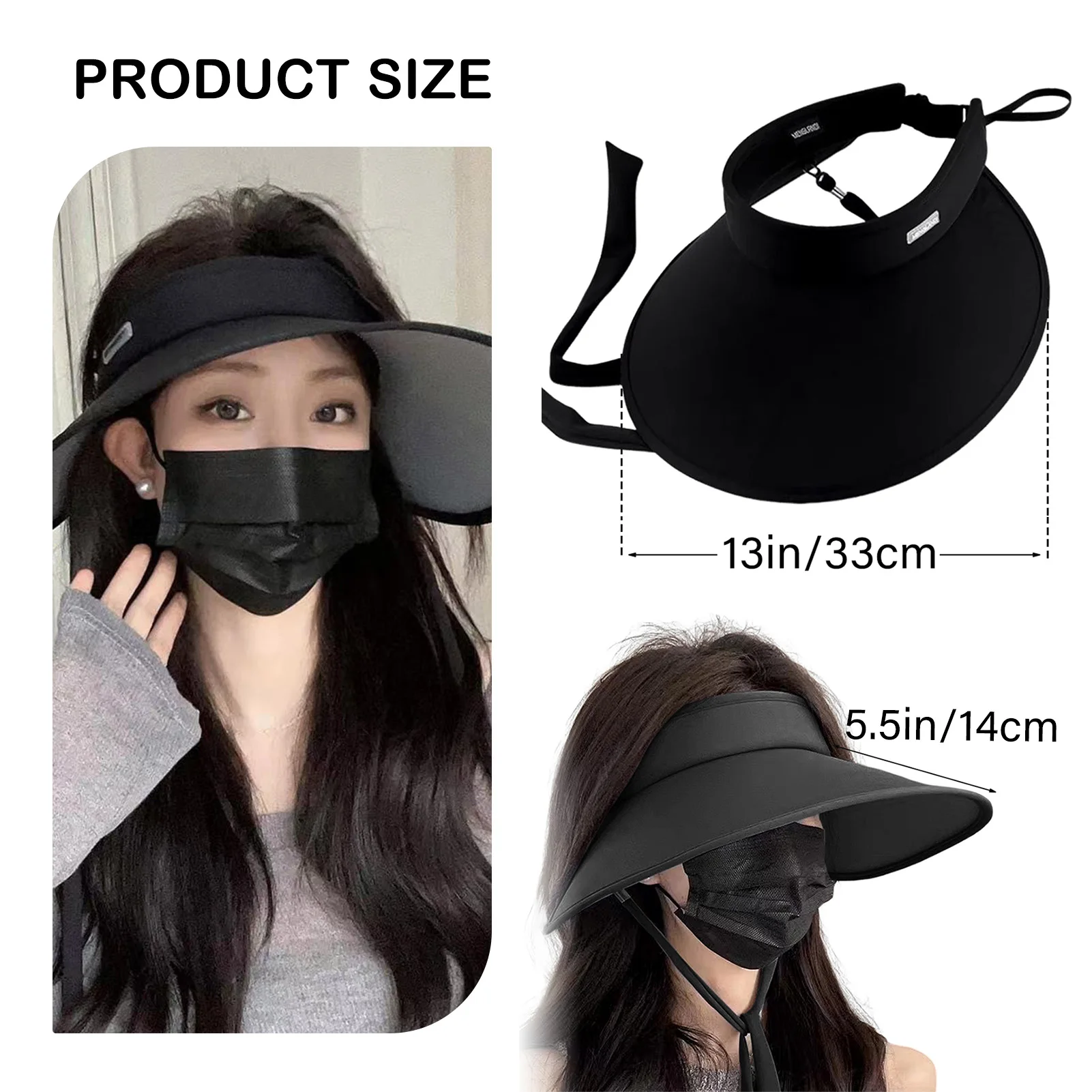 Womens Sun Visor Hat Roll-Up Sun Visor Caps Sunshade With Straps for Travel Hiking Beach Hats