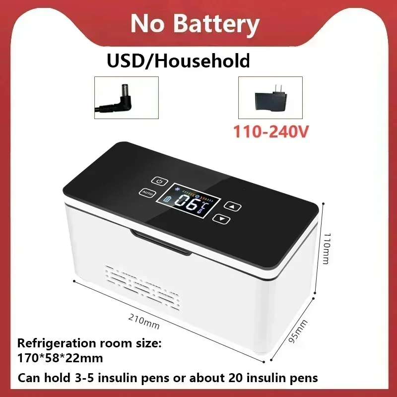 5V 110V-240V Portable Insulin Refrigerator Mini Home 0-18℃ Refrigeration USB Plug In Small Refrigerator Without Battery 1