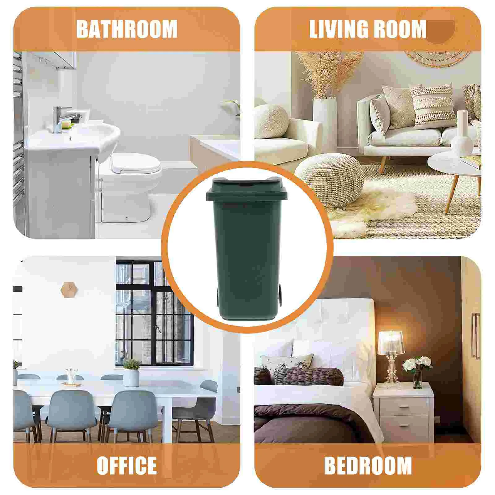 Plastic Mini Trash Can With Lid Desk Garbage Bucket Waste Holder Pen Cup Stationery ganizer Storage Container Writing Instrument