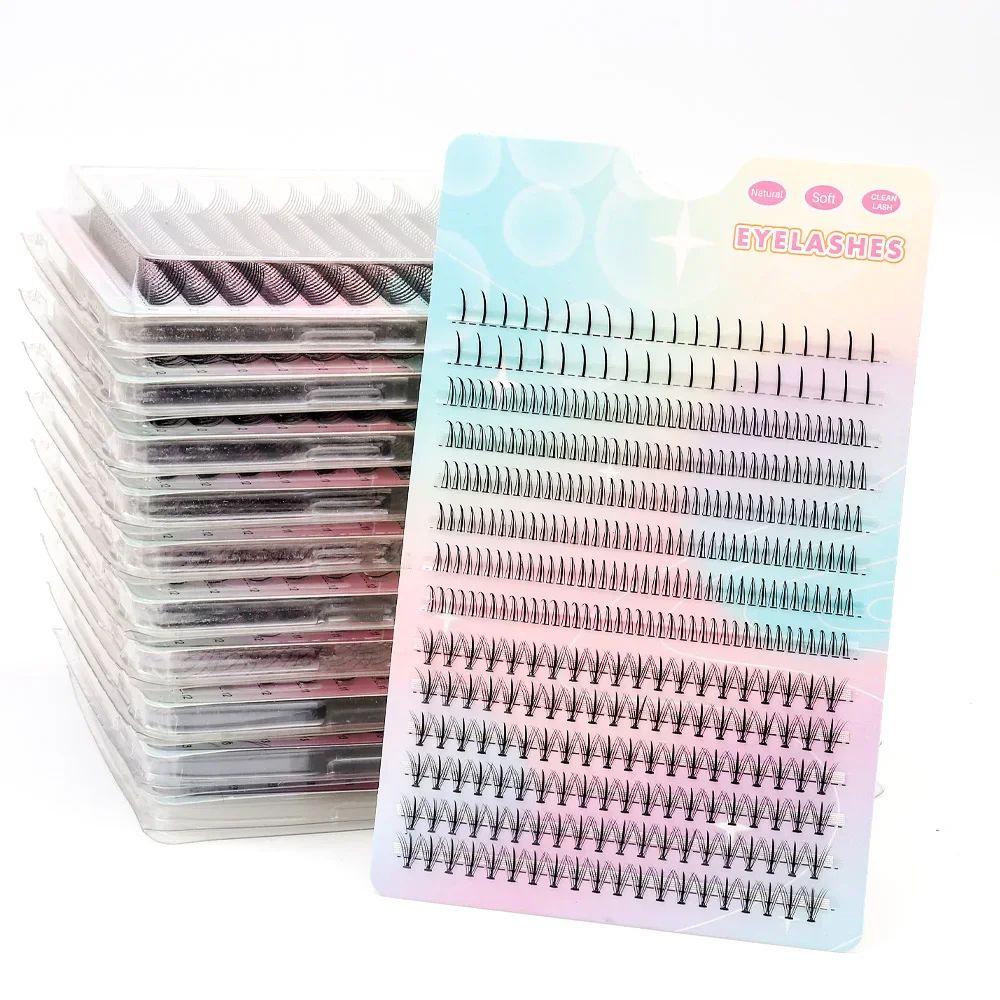 3D Heat Bonded False Lashes Individual DIY A/M Shape Spikes Cluster Eyelash Extension Fish Tail Mix Makeup Natural Premade Fan