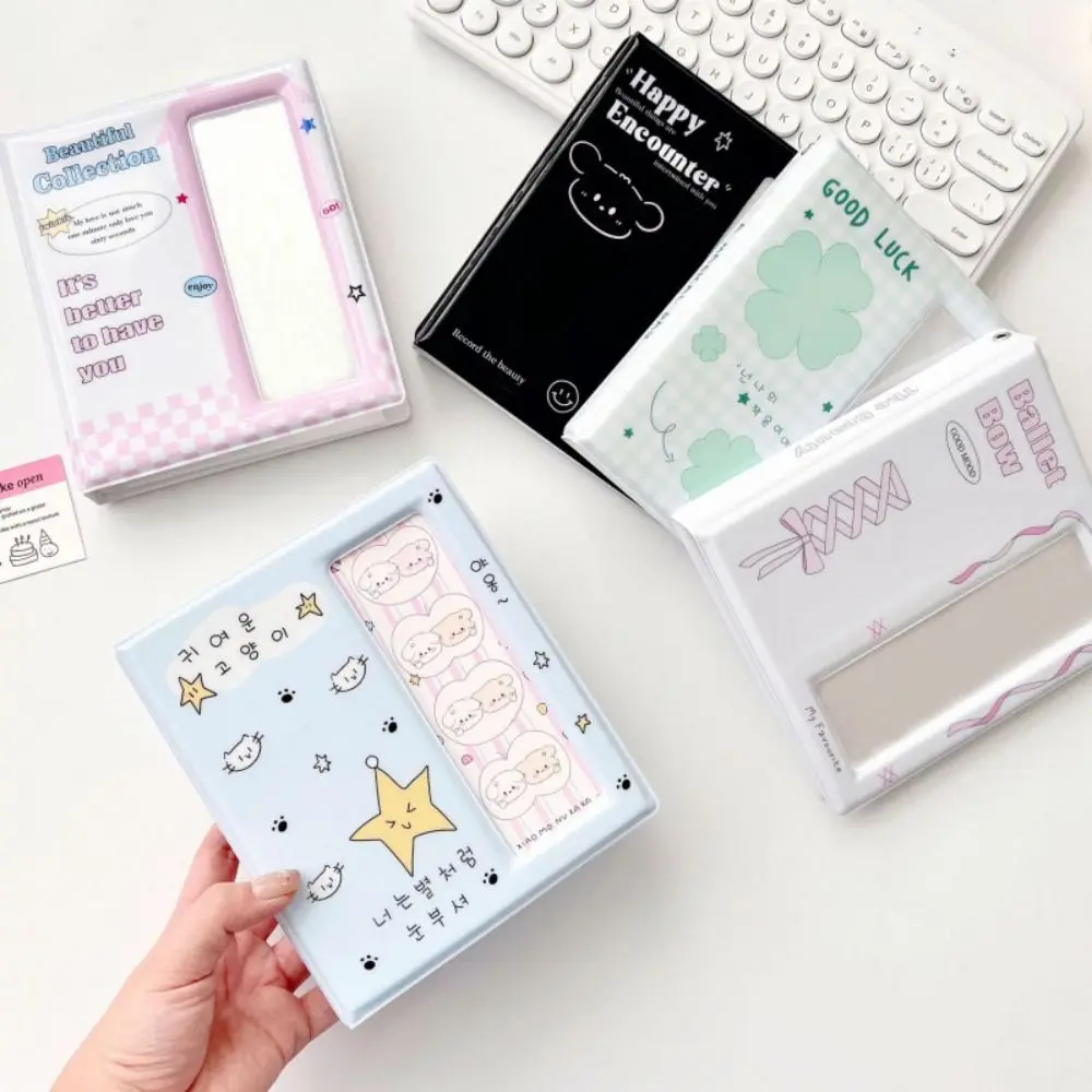 Cute Cartoon 4 Continuous Albums 64 Pockets Clear Pockets Photo Album Holder with Inner Page PVC Small Card Collect Book