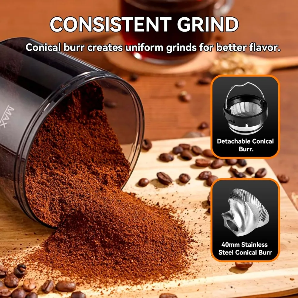 BEEONE Conical Burr Coffee Grinder with Digital Control, Espresso Grinder  with 31 Precise Settings for 1-10 Cups, Coffee Grinder Electric with Time