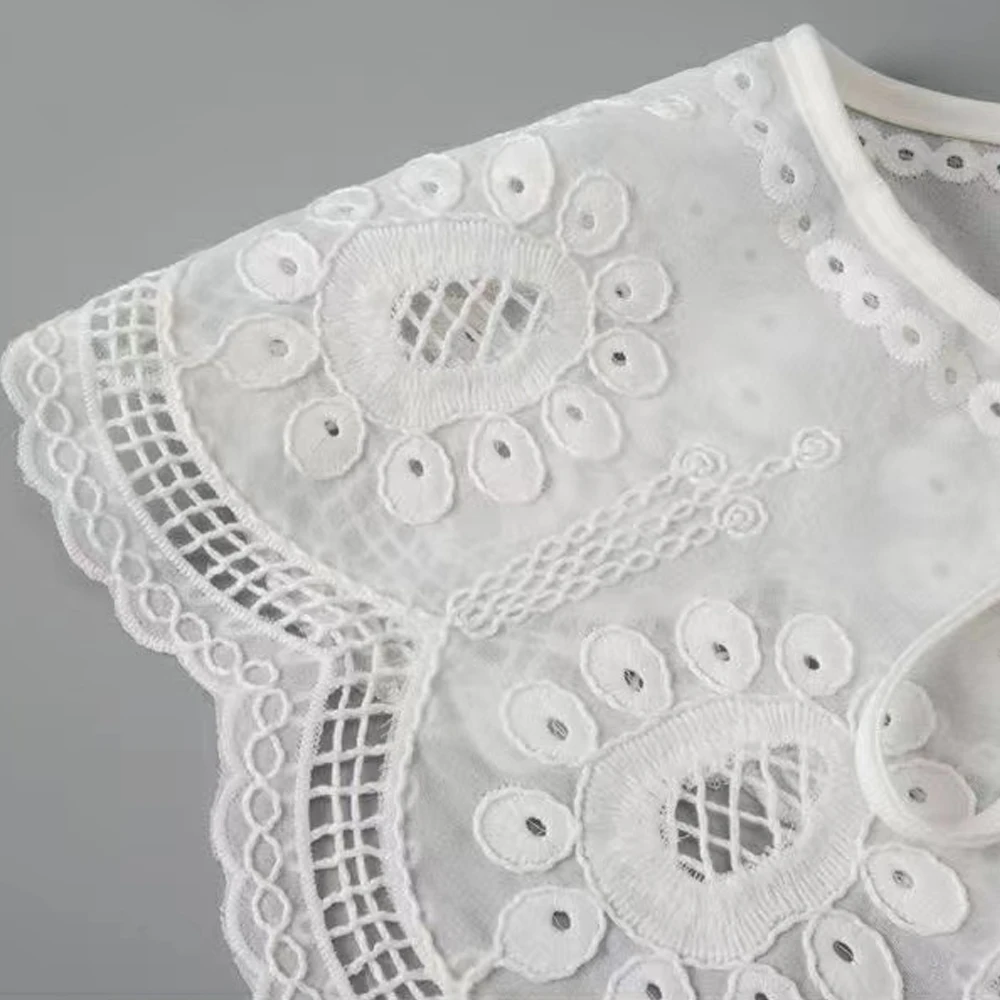 Chiffon Fake Collar Accessories Women European Style False Collar Embroidered Girl\'s Doll Collar Female Bow Tie Fake Collar