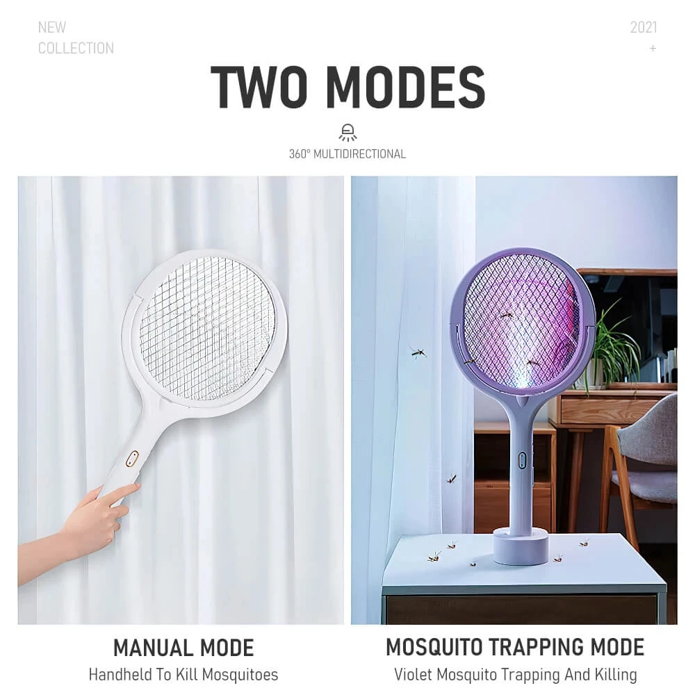 

Electric Mosquito Swatter Lamp USB Charging 90 Degree Rotating UV Lamp Fly Catcher Summer Adjustable Angle Two-in-one Household.