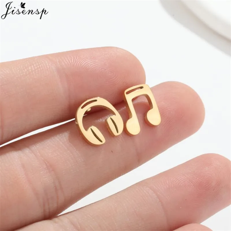 Korean Music Note Earrings Personalize Earphone Fashion Stainless Steel