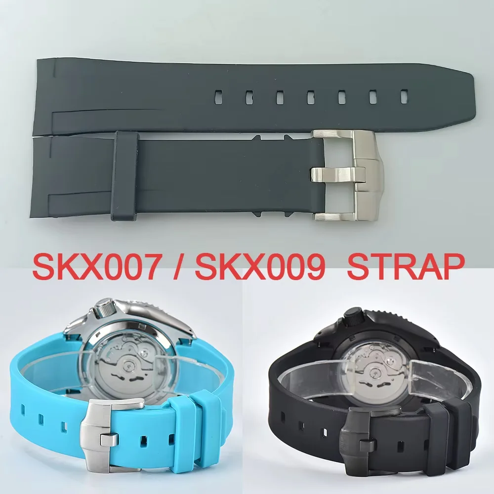 Black/Green High-Quality Rubber Strap 22mm Replacement Bracelet with Matching Watch/Case and Bezel Parts