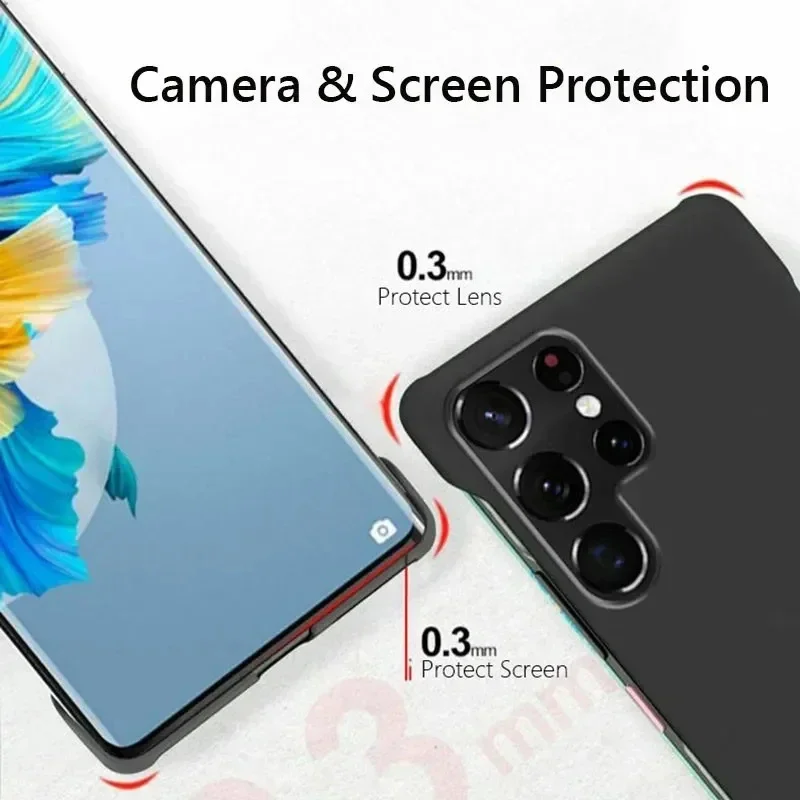 Frameless Slim Matte Shockproof Hard Back Phone Case