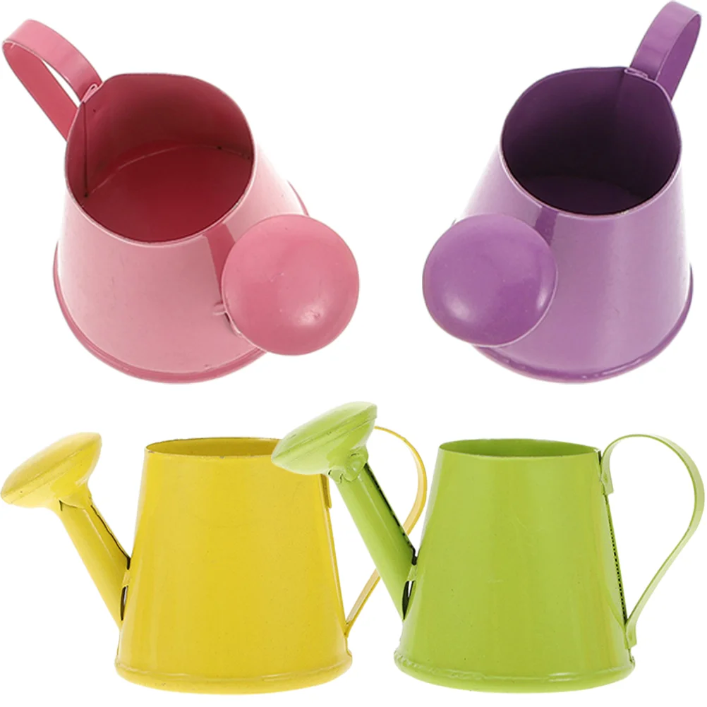 

4 Pcs Mini Watering Can Retro Decor Small Metal Kettle Plant Bucket Iron Kids Baby Flower