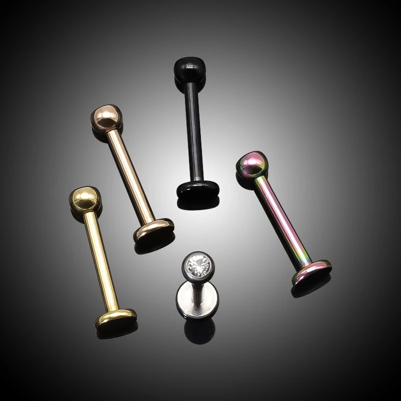 16G G23 Titanium Piercing Labret Stud Monroe Lip Ring Internally Threaded Crystal Cartilage Tragus Helix Conch Earring For Women