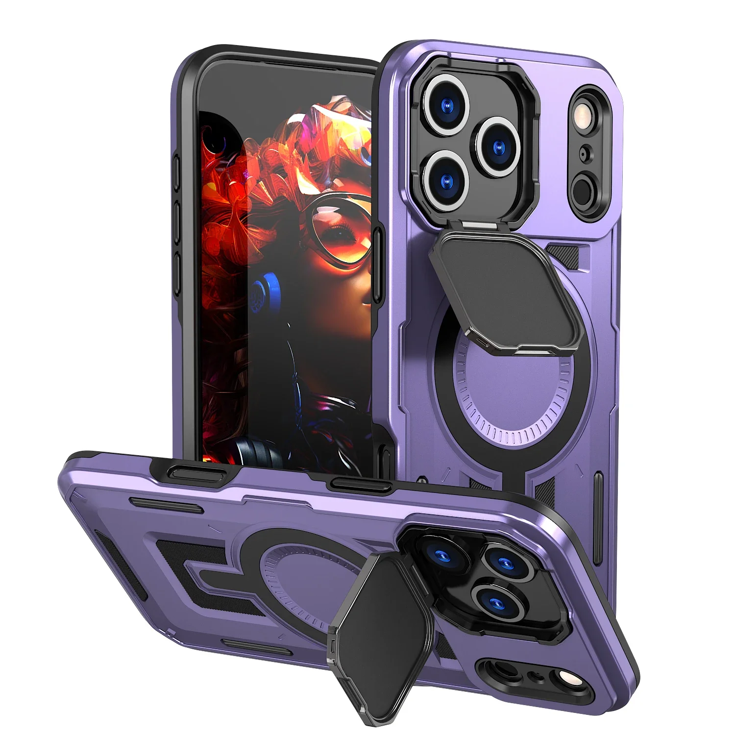 Magnetic Camera Protective Case with Kickstand and Impact Resistance