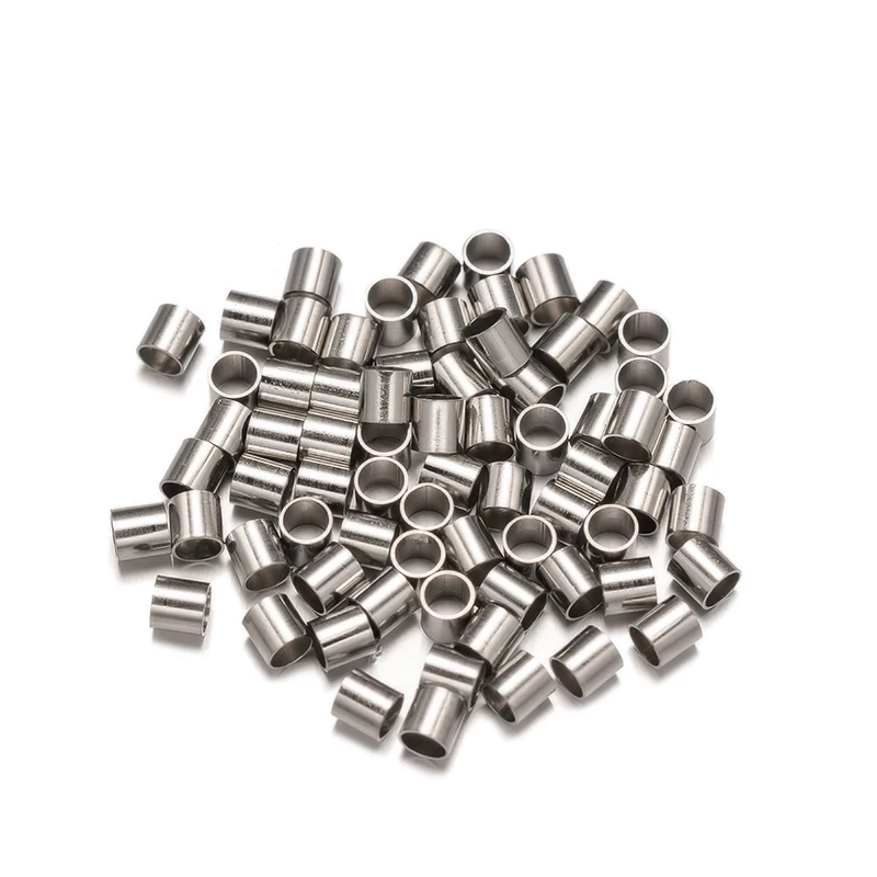 100pcs Stainless Steel Crimp Tube Beads Spacer End Stopper Cap For DIY Earring Necklace Pendant Jewelry Making Supplies Material