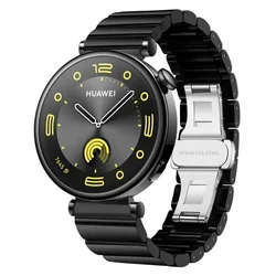 18mm Ceramic and Metal Replaceable Sport Watchband Bracelet for Huawei GT5 41mm (Black A)