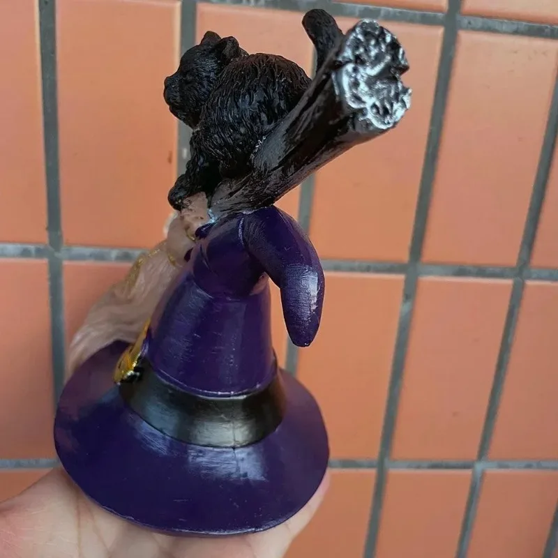 2026 Creative New Black Cat Broom Resin Crafts Dining Table Art Gifts Home Decoration Statue Halloween Desktop Decoration