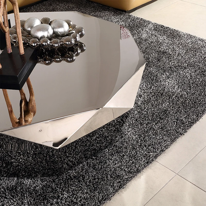 Modern Living Room Furniture Luxury Gold/silver Stainless Steel Coffee Table Mirrored Creative Diamond Shape Coffee Table Design