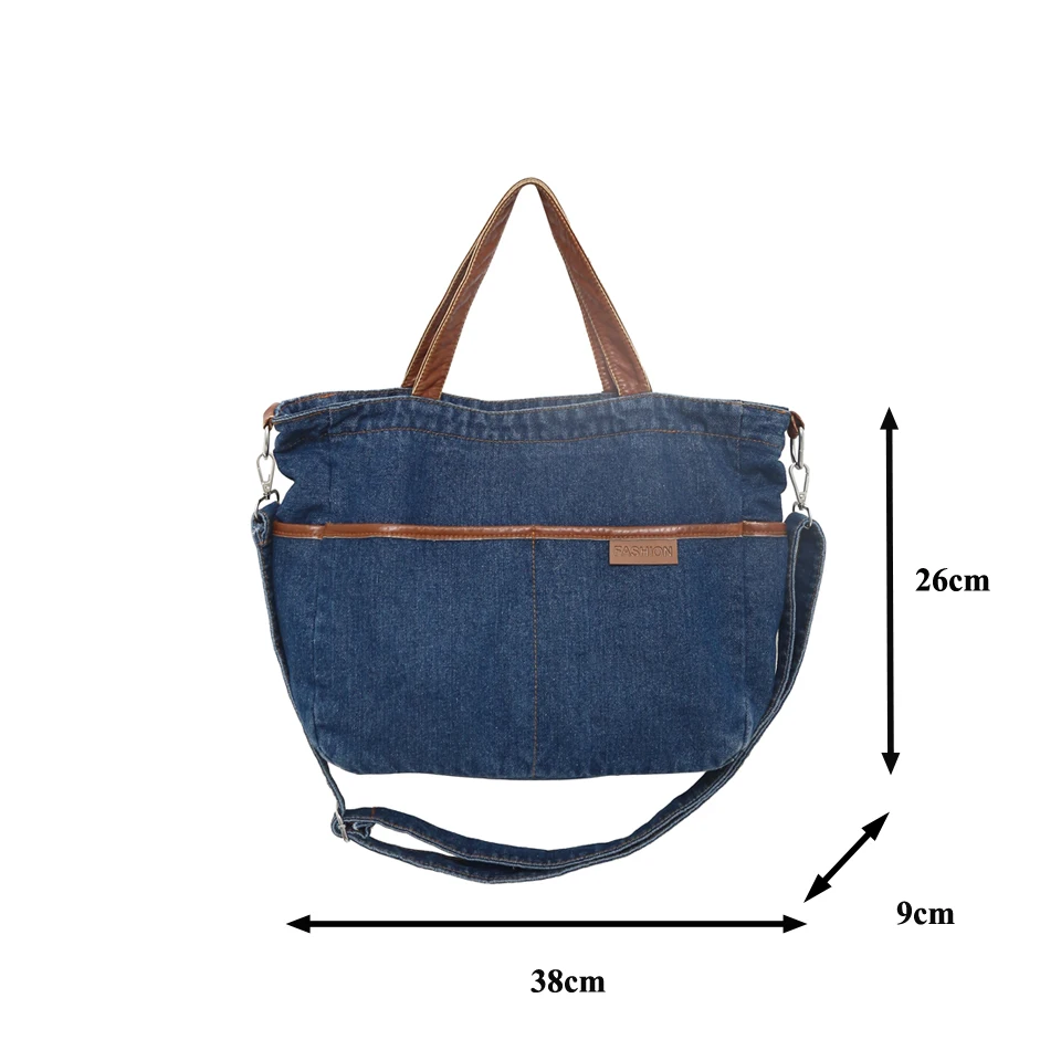 Vintage Denim Women's Bag New Jeans Messenger Bag Y2K Canvas Shoulder Bag Big Eco Bag Korean Shopping Handbag Female Pockets Ins