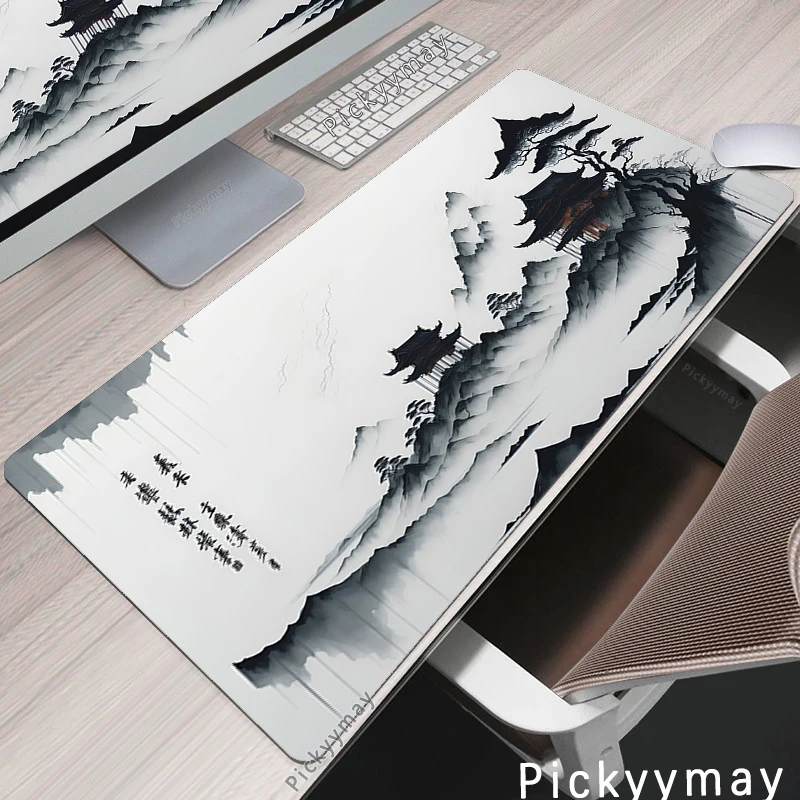 Mouse Pads Mountain Ink Painting Gaming Mousepads 100x55cm Large Mousepad Gamer Rubber Mat Company Desk Pad Design For Gift