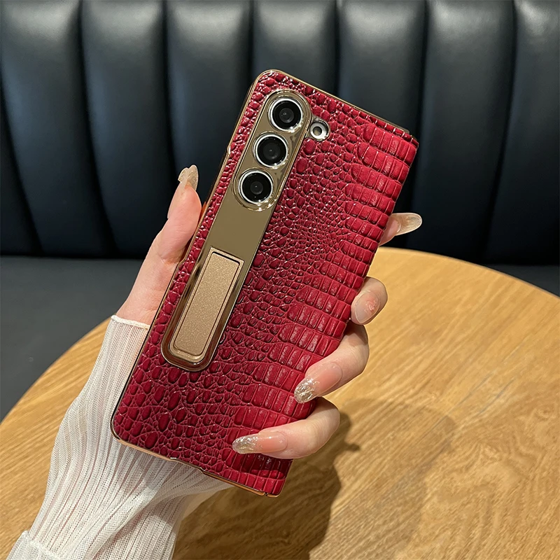 حافظة لهاتف سامسونج جالاكسي Z فولد 6 5 جلد منقوش س...