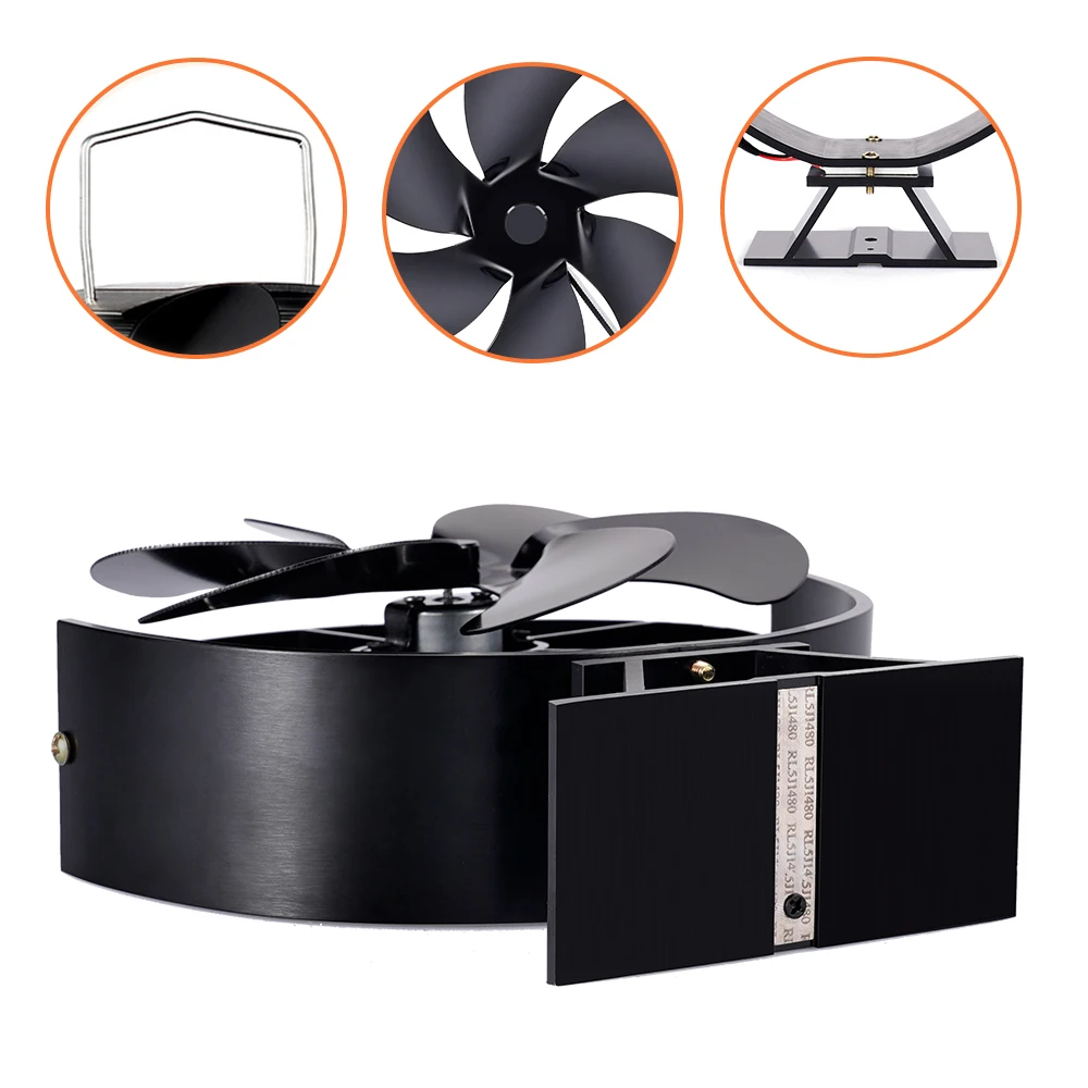 6 Blades Heat Powered Stove Fan 360 Degrees Rotating Fireplace Log Wood Burner Eco-fan Quiet Efficient Heat Distribution