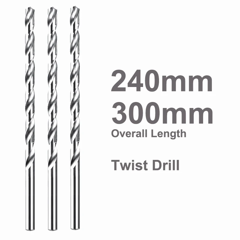 Customized Carbide Twist Drill HRC50  Length 240/300mm Solid Tungsten Bits CNC Drilling Hole For Metal Iron Steel