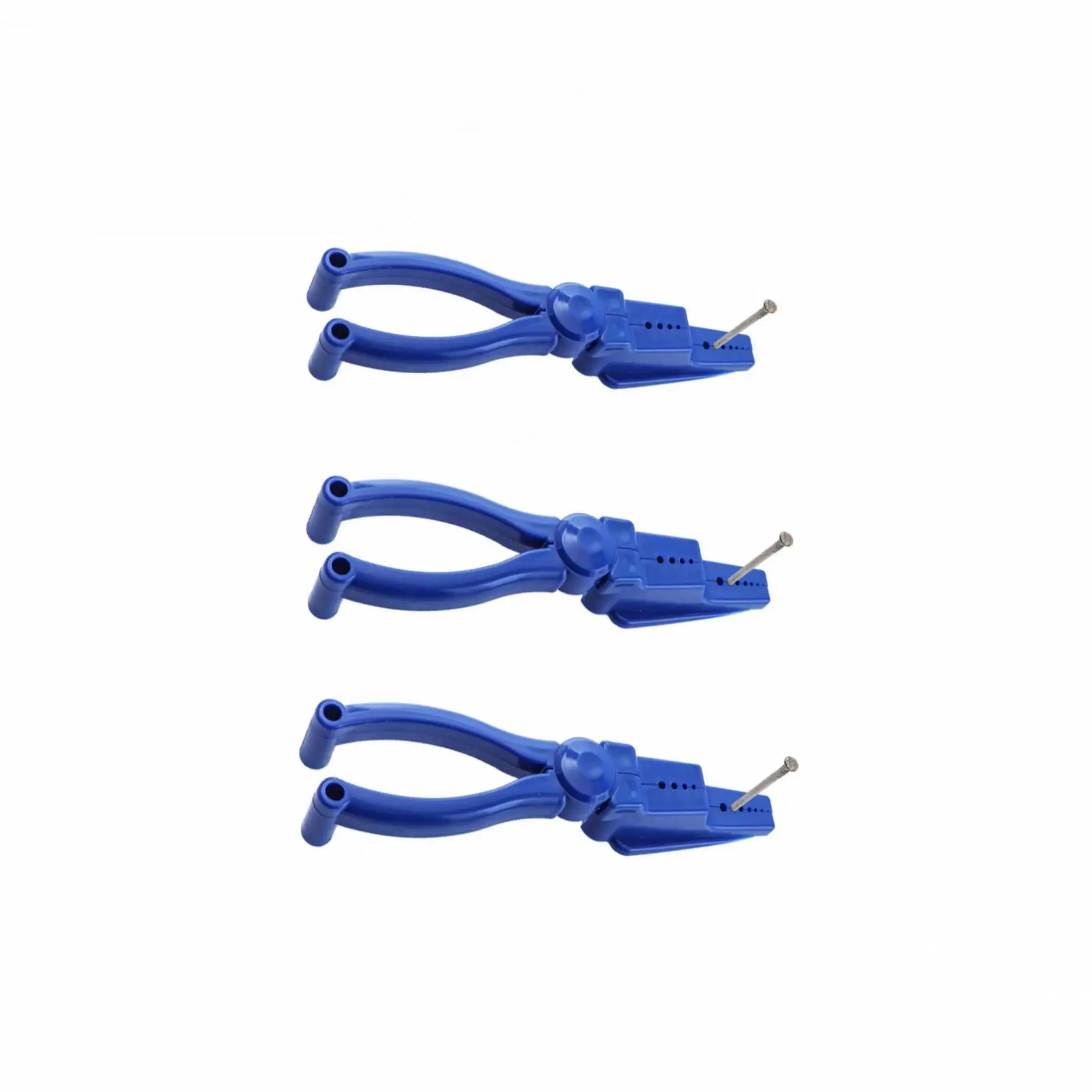 

3pcs/lot Blue Plastic Safety Hand Guard Nail Clamps for Basic Repair / Woodworking, Nail Holder for Hammering