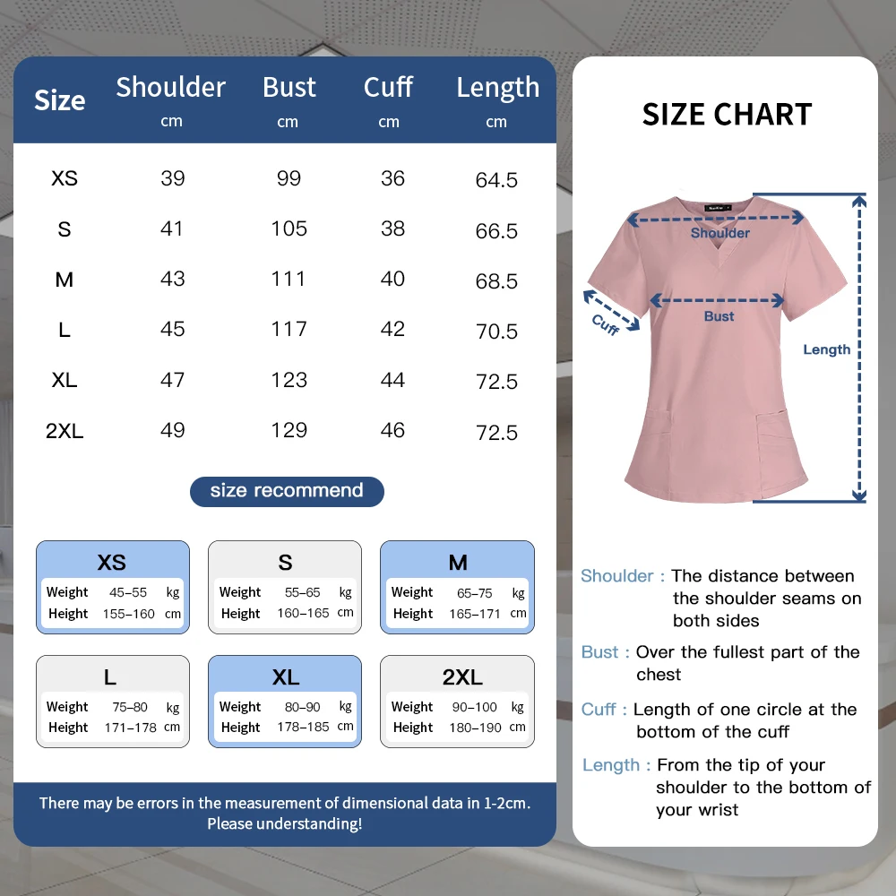 Mens Scrub Nurse Uniform Scrubs Shirt Short Sleeve Working Clothes Nurse Uniform Blouse Medical Uniformes Top Accessories