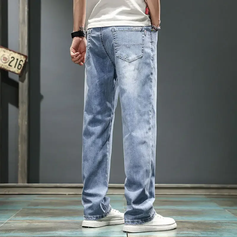 thumbnail image 1 of Pantalones vaqueros rectos de primavera y otoño para hombre, pantalones vaqueros negros para hombre, tallas grandes, tendencia oversize 2024, ropa de calle apilada de los años 90, 1 of 5