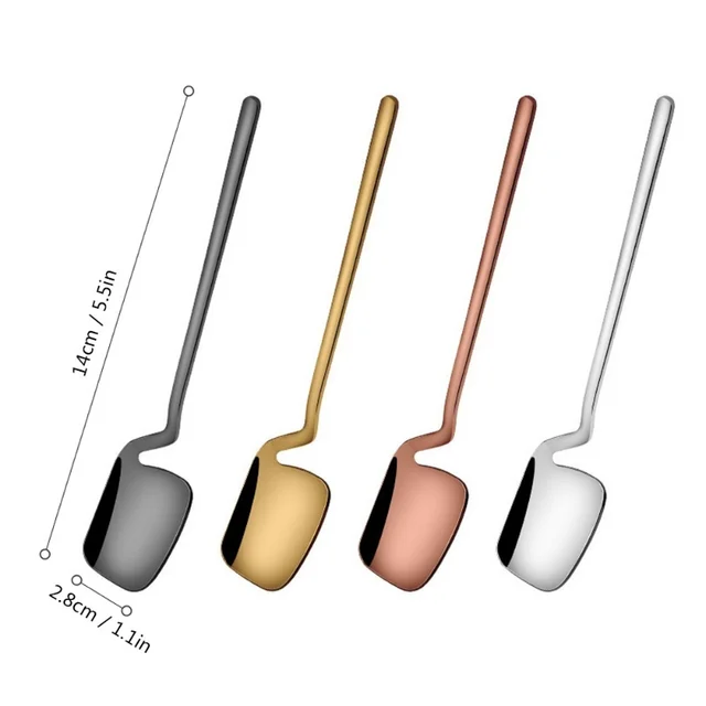 Creative Long Handle Wall Hanging Spoon Stainless Steel Dessert Mixing Ice Cream Tea Coffee Spoon Stirring Spoon Tableware Party 5