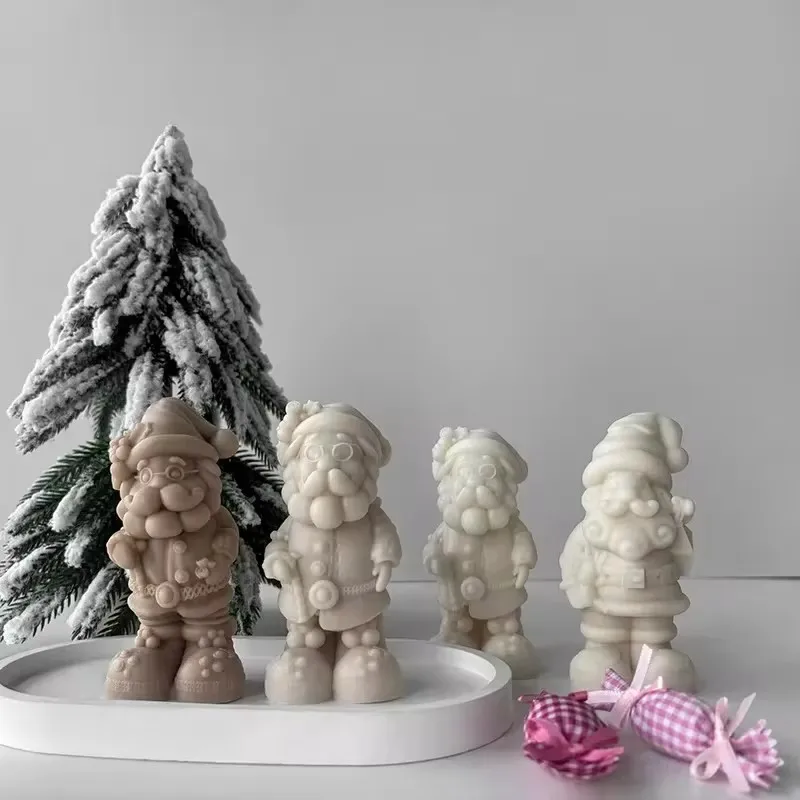 Wear glasses Santa silicone mold 3D Santa scented candle soap plaster crafts Resin clay mold Christmas gift making tool