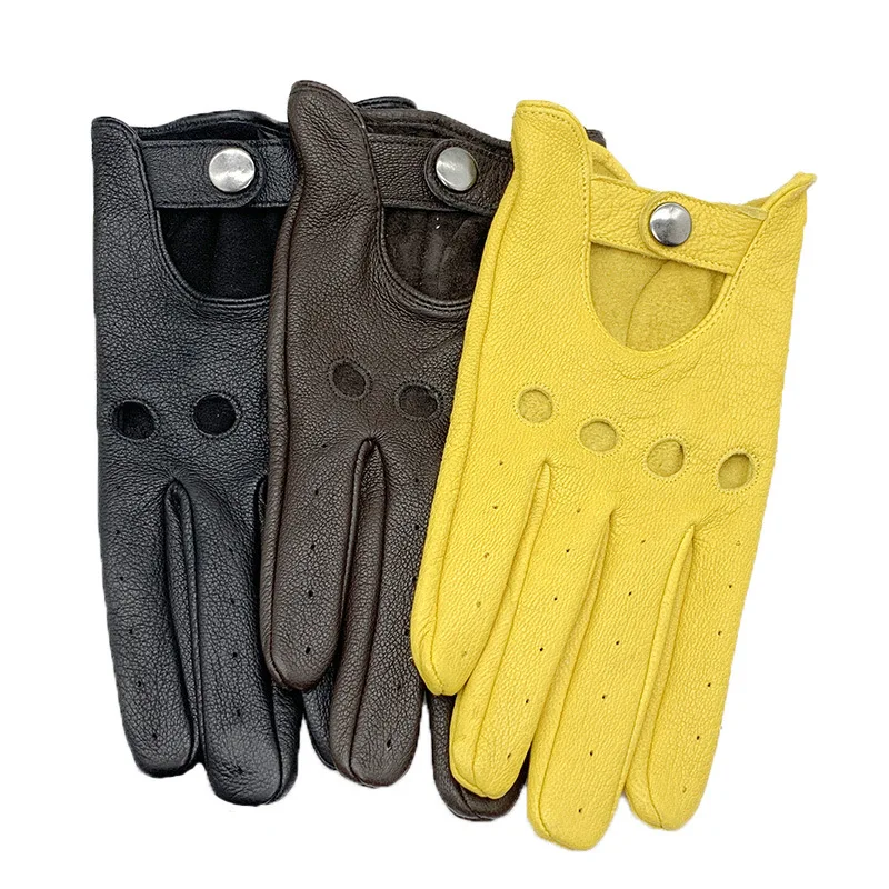 Men's Retro Motorcycle Gloves Luxury Sheepskin Car Driving Gloves Men Leather Gloves for Riding Motorcycle Bicycle Male Mittens