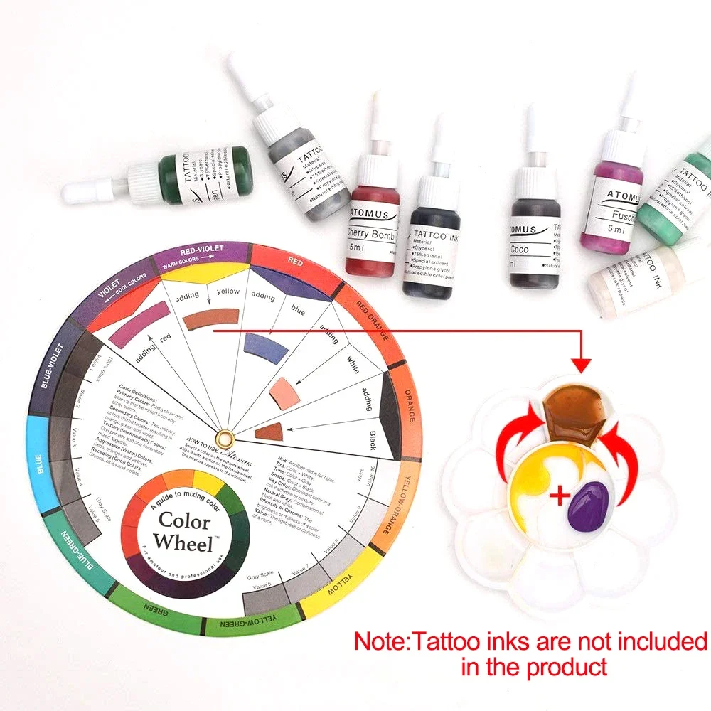 tattoo makeup supplies 1Pcs 12 Color Paper Card Tattoo Color Wheel Circle Chromatic Eyebrow Tattoos Design Nails Professional Pigment Makeup Supplies