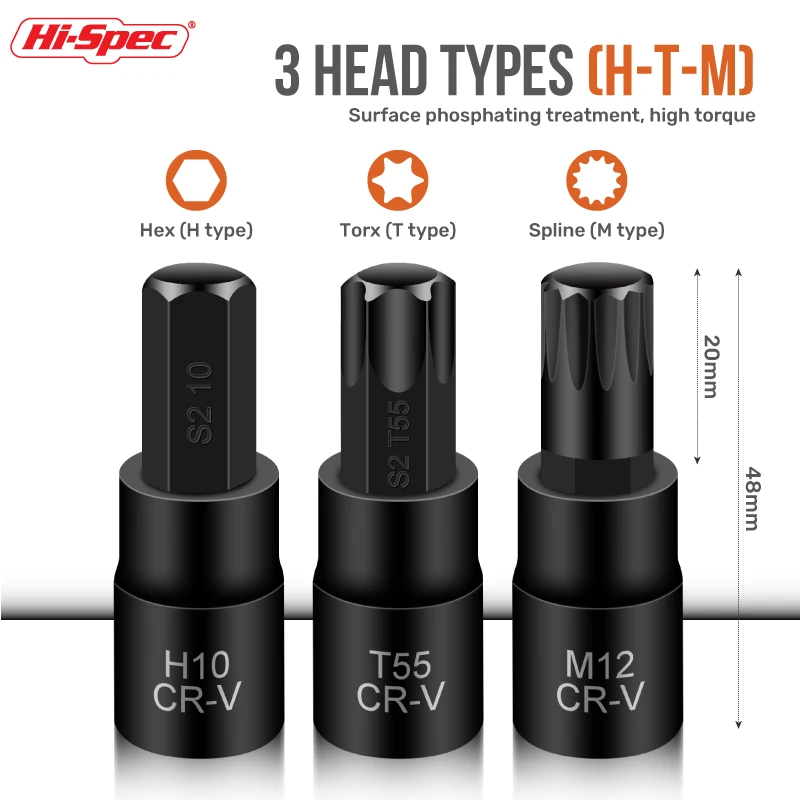 Chrome Vanadium Alloy Steel Hexagonal Socket Set Torx Tool Socket Head Applicable to Manual Wrench S2 Blackened Box Hexagon Bit