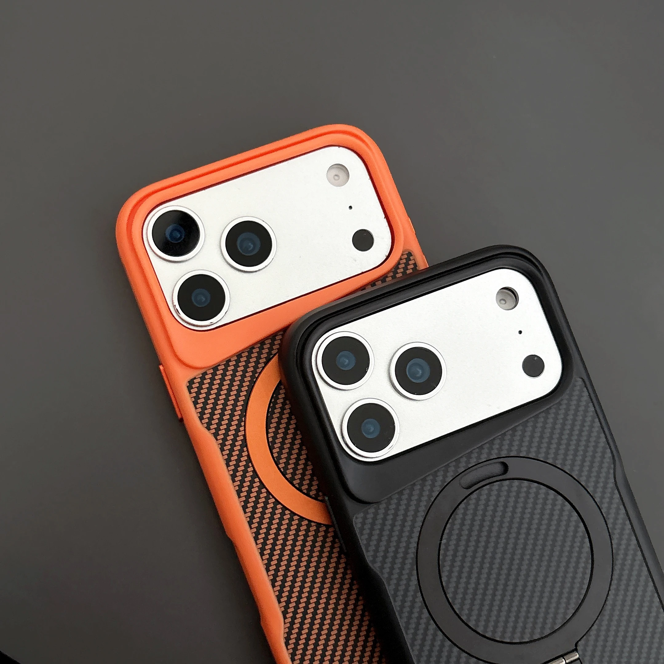 Elegant 360° Rotating Carbon Fiber Magnetic Phone Case with Kickstand - Shockproof Protection