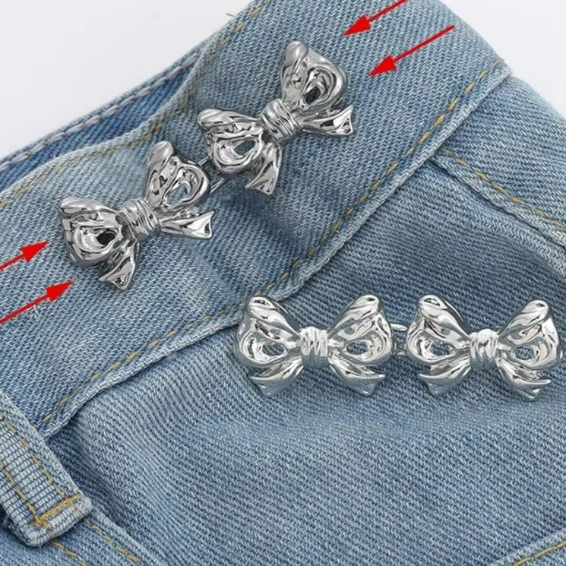 Easy Operation Bow Waist Buckle Reduce Waist Circumference Waist Button Clothing Quick Installation Alloy Bowknot Belt Buckle