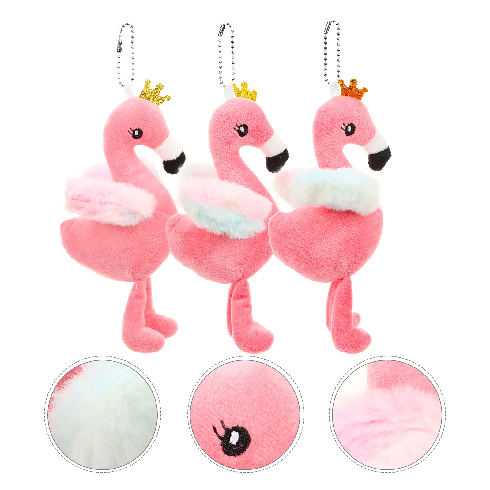 3Pcs Plush Flamingo Stuffed Animal Pendant Key Chain Pendants Bag Hanging Pendants