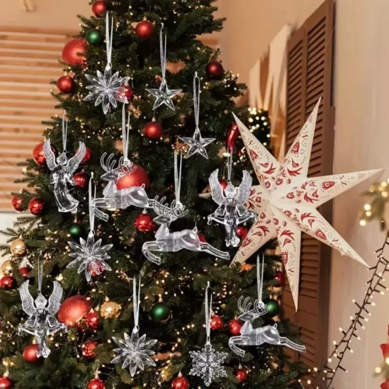 CALLARON 10 Pezzi Decorazione di Cristallo a Fiocco di Neve, Ornamenti Sospesi Natalizi in Cristallo Trasparente per Albero di Natale, Acchiappasole da Appendere per Finestra e Giardino
